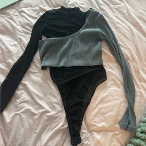 MDV Black and Gray Asymmetrical Women's Top